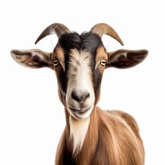Fototapeta premium goat face shot isolated on white background cutout, Generative AI