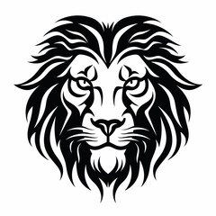 Lion Head Simple Abstract Black and White Logo Design