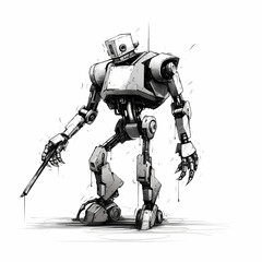 Robot Sketch Cartoon