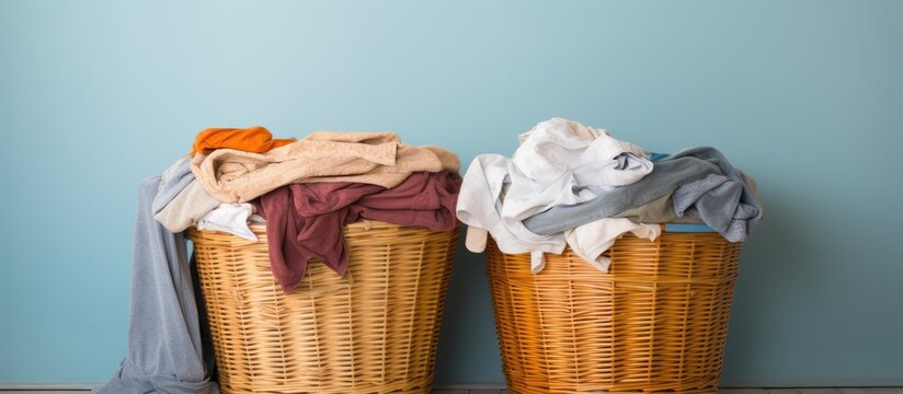 Dirty laundry in two washing room baskets