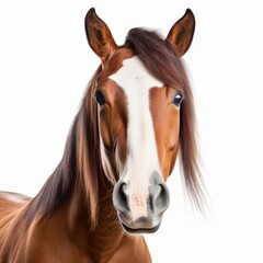 Obraz premium horse face shot isolated on white background cutout, Generative AI 