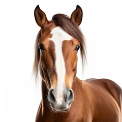 horse face shot isolated on white background cutout, Generative AI 