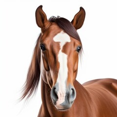 Naklejka na ściany i meble horse face shot isolated on white background cutout, Generative AI 