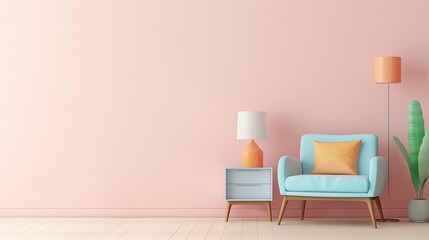 Furniture display with space for text and pastel background, background image, AI generated