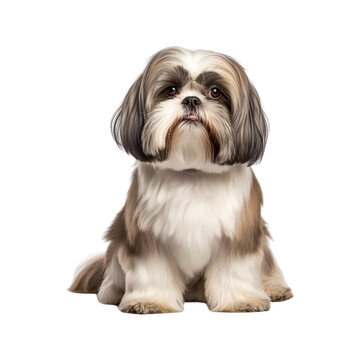 Shih Tzu dog, full body, no shadows, maximum details, sharpness in the entire image, highest resolution,