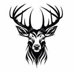 Simple Abstract Black and White Deer Head Logo Design Shape