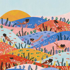 Simple 2D Nature Vector Illustration