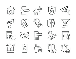 Home security thin line icons. Editable stroke. For website marketing design, logo, app, template, ui, etc. Vector illustration.
