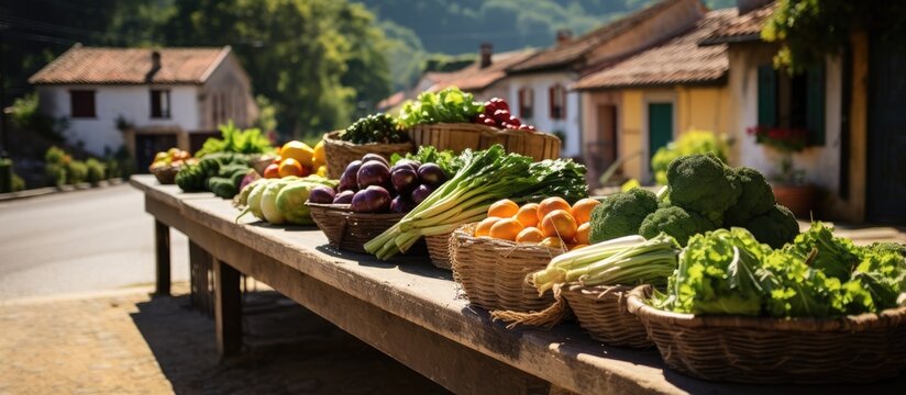 Fototapeta Small Portuguese village near Sintra hosts a fresh farmers market with local produce