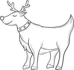 Fototapeta premium cute christmas deer outline decoration