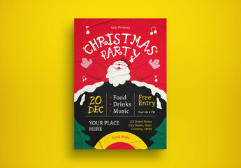 Red Handdrawn Christmas Party Flyer Layout