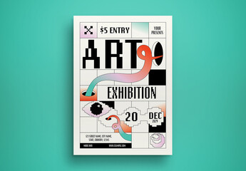 White Modern Gradient Art Exhibition Flyer Layout