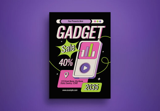 Black Flat Design Gadget Sale Flyer Layout