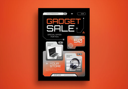Black Edgy Futuristic Gadget Sale Flyer Layout