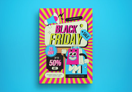 Colorful Retro Black Friday Flyer Layout