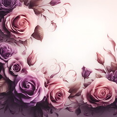 Purple Roses Tag, Beautiful card, Illustration Background