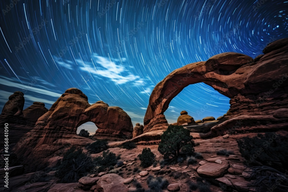 Canvas Prints Astral arches stretch across a starlit sky, cosmic portals shimmering with infinite possibilities.