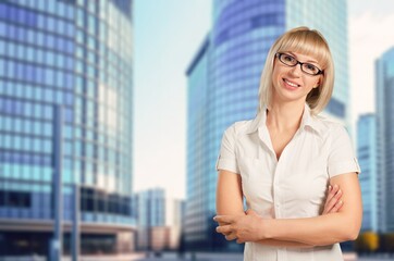 Confident young business woman posing
