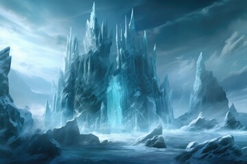 At the heart of the frozen tundra, a crystal citadel rises from the ice, protected by elemental guardians whose roars unleash blizzards with every breath.
