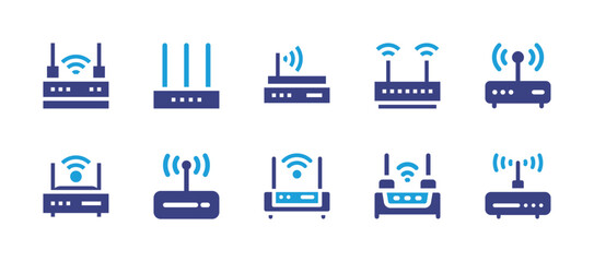 Router icon set. Duotone color. Vector illustration. Containing wireless router, router, wifi router, wifi, modem, internet service.