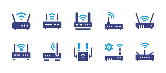 Router icon set. Duotone color. Vector illustration. Containing router, wifi router.
