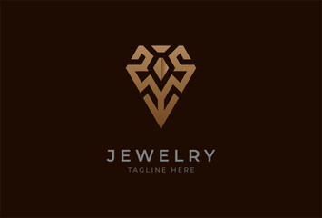 Diamond Jewelry logo. Elegant Decorative diamond logo design inspiration. usable for brand and business logos. flat design logo template element. vector illustration
