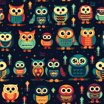 Cute owl simple childish repeat pattern	
