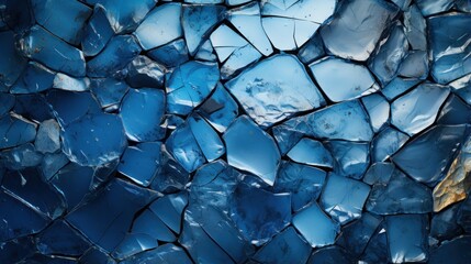 Cracks in the blue ice surface of a frozen Lake