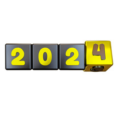 3D Flipping Cube New Year 2024, New Year Cube Change from 2023 to 2024