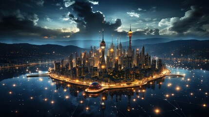 global communications network. Environmentally friendly technology. Virtual concept. Futuristic concept