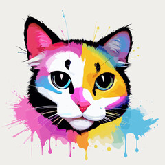 Colorful illustration of cat