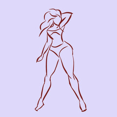 girl body with posing vector for card decoration illustration