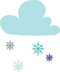 winter cloud with snow flake isolate hand drwan winter elements
