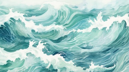 abstract watercolor sea with green wave design. abstract background