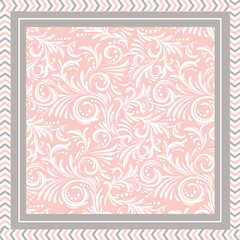 Vector scarf floral motif on pink background