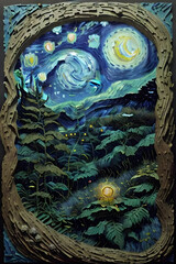 Obraz na płótnie Canvas abstract illustration of a landscape under a spectacular night