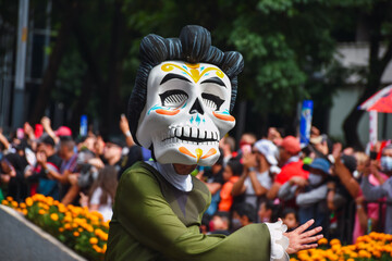 Day of the dead parade in Mexico city