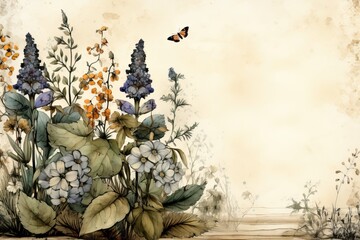 Aesthetic floral background with a vintage atmosphere - obrazy, fototapety, plakaty