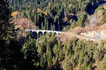 Wall murals Landwasser Viaduct View of Landwasser Viaduct, Rhaetian railway, Graubunden in Switzerland
