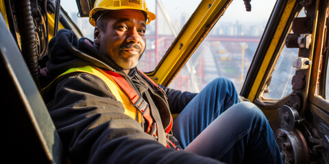 Naklejka premium High-Stakes Operator: Navigating Crane and Tower Equipment