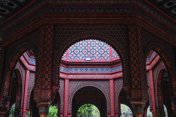 Details of the Kiosco Morisco located in the neighborhood of Santa Maria la Ribera one of the most iconic of Mexico City