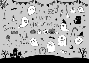HappyHalloween モノクロ