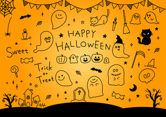 HappyHalloween オレンジ背景