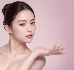 Obraz na płótnie Canvas asisan korean gril woman cosmetic advertising models
