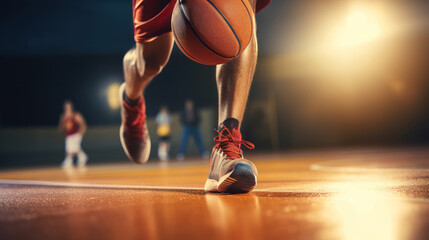 Naklejka premium Basketball player on basketball court