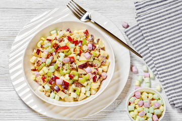 Sweet Apple Salad with celery, marshmallows, pecan