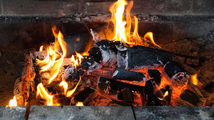 Fototapeta premium fire burns in the oven