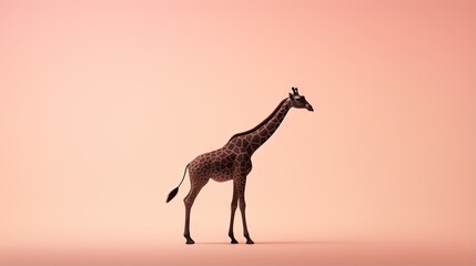  a giraffe standing in a pink room with a pink background.  generative ai