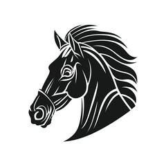 horse head silhouette vector on isolated white background