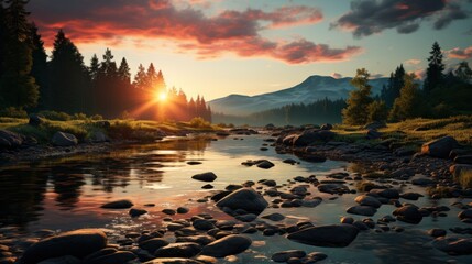 Sunset with sunlight is so beautiful and amazing